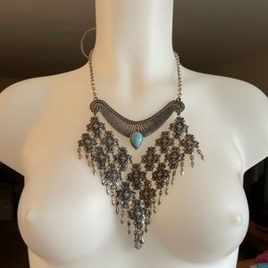 Silver and Turquoise Statement Necklace